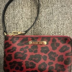 Michael Kors Jet Set Wristlet Red Leopard Print Excellent Condition